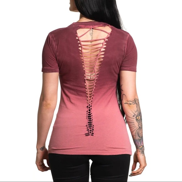 Affliction Women's T-Shirt Hyper Speed Biker Tattoo - Picture 10 of 12